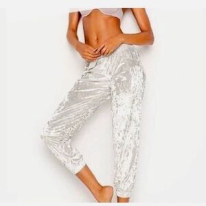 Victoria’s Secret crushed velvet strap crop top and jogger